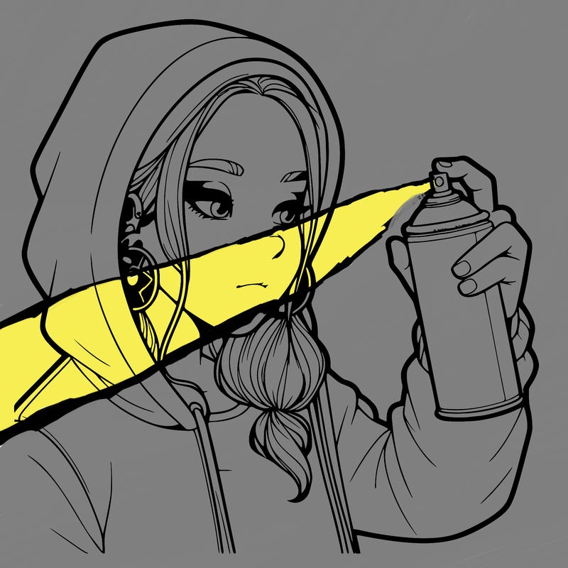 a realistic girl, spray painting