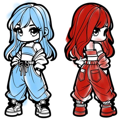 girl in crop top and baggy pants