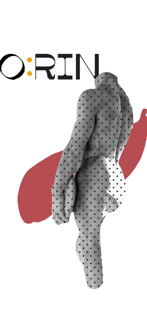 Schermata di caricamento dell'app fitness ORIN con illustrazione artistica minimalista del busto