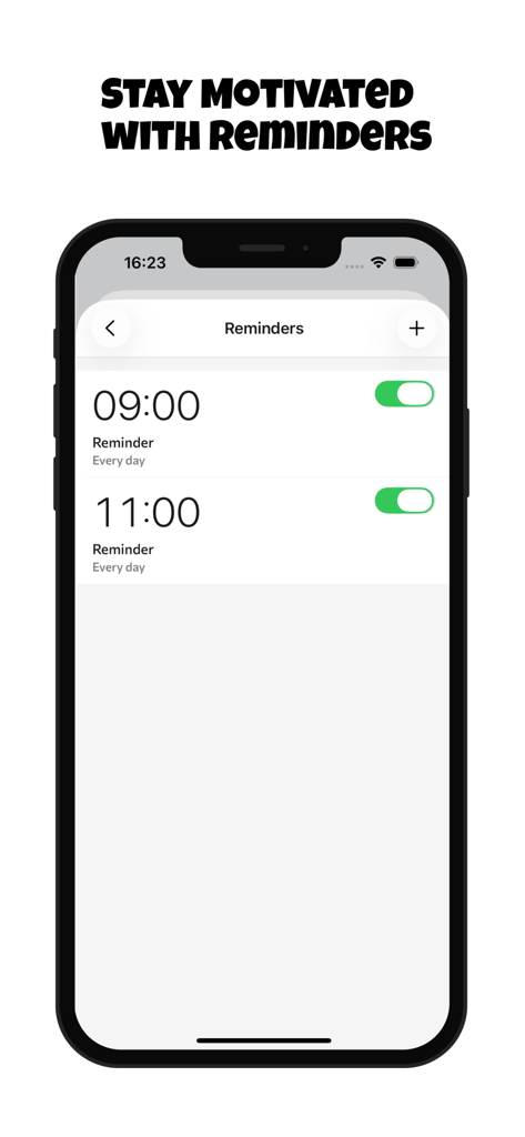 Habitz — Habit Tracker - Interfaccia dell'app Habitz habit tracker per impostare promemoria di motivazione giornalieri