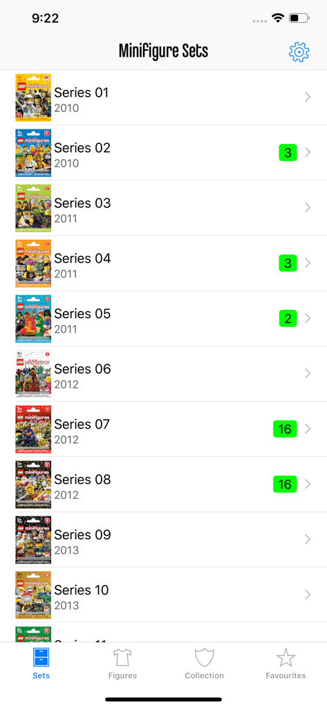 Minifig Collector - List of LEGO Minifigure series sets in the Minifig Collector mobile app