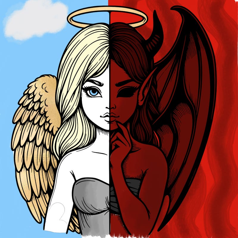 realistic angel half demon