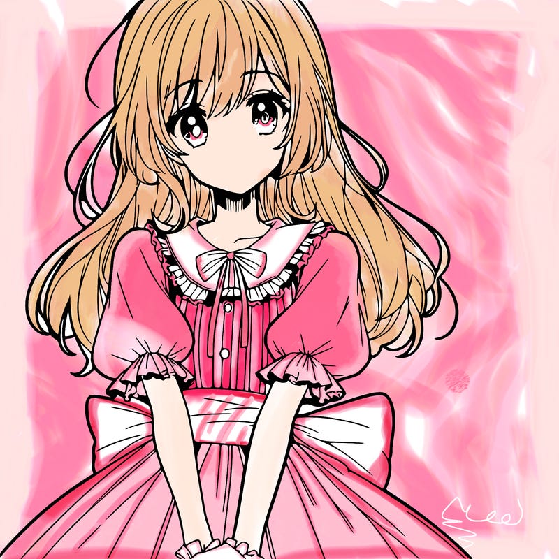 anime girl in a dress smiling