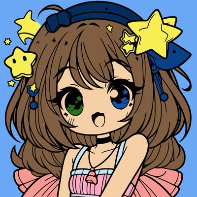 cute anime girl with star accessories