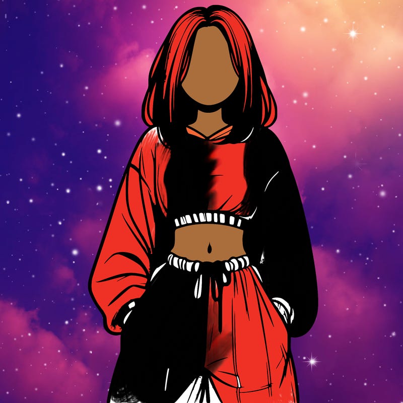 realistic girl faceless with baggy pants and a crop top