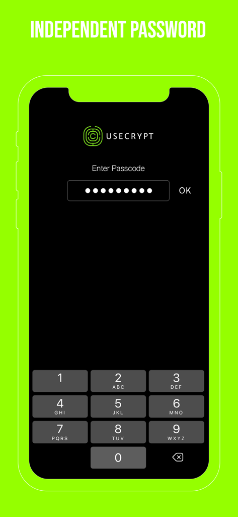 UseCrypt Messenger - UseCrypt Messenger independent passcode entry screen