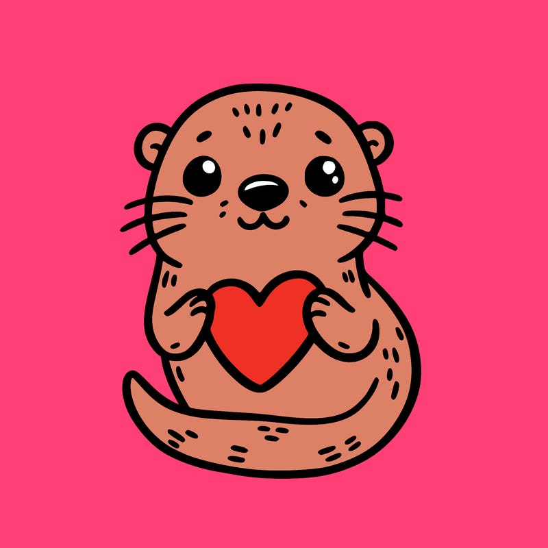 otter with a heart
