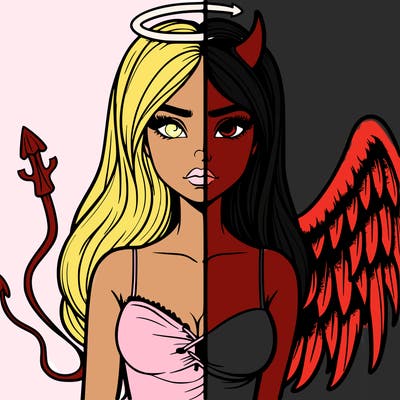 devil vs angel realistic girl