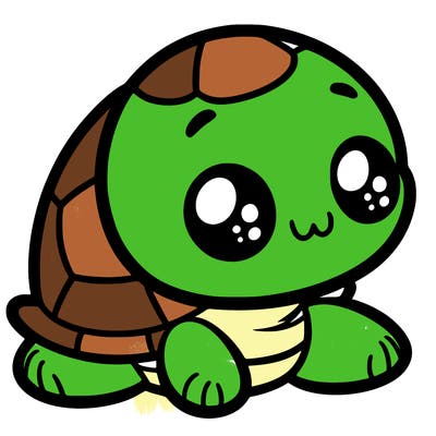 cute little animated turtle