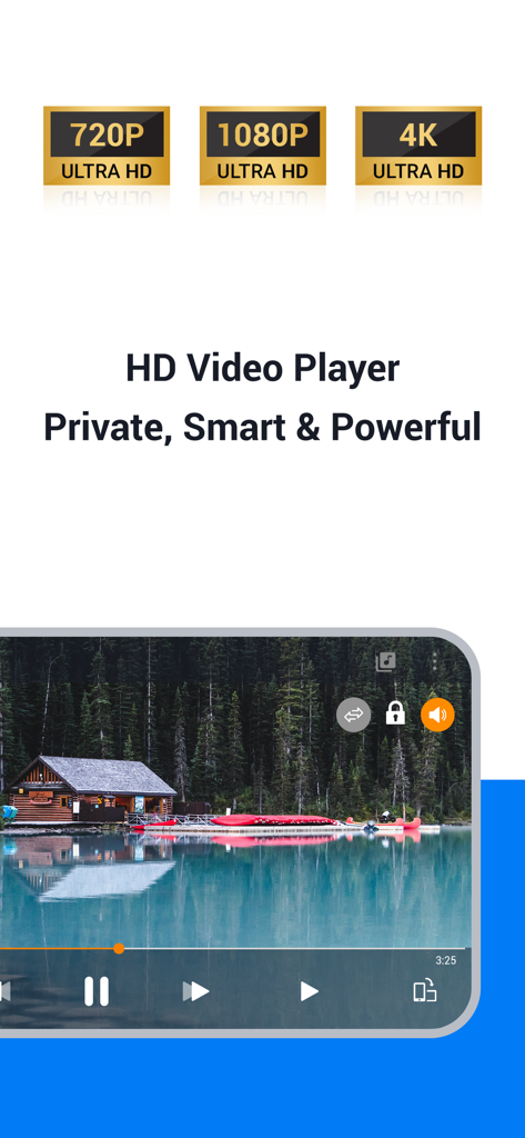 SPlayer -Video Media Player - SPlayer app interface showing HD and 4K Ultra HD video support