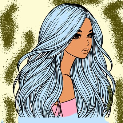 realistic girl with long realistic hair