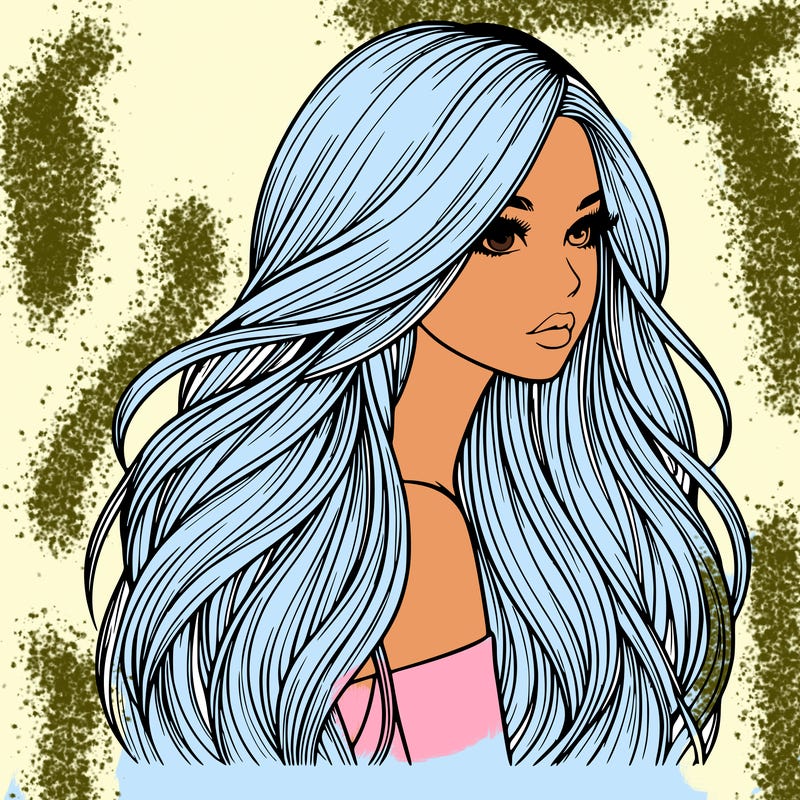 realistic girl with long realistic hair