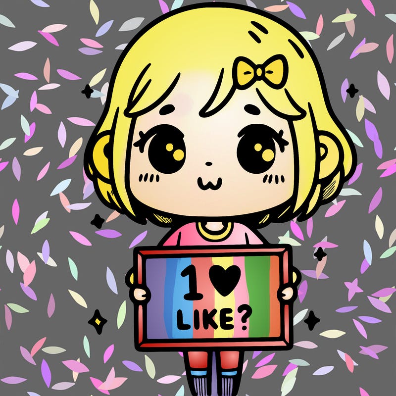 a cute girl with a sign that says 1 like?