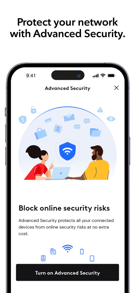 Rogers Xfinity (Shaw) - Rogers Xfinity app screenshot showing Advanced Security feature to block online risks