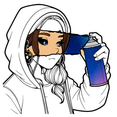 a realistic girl, spray painting