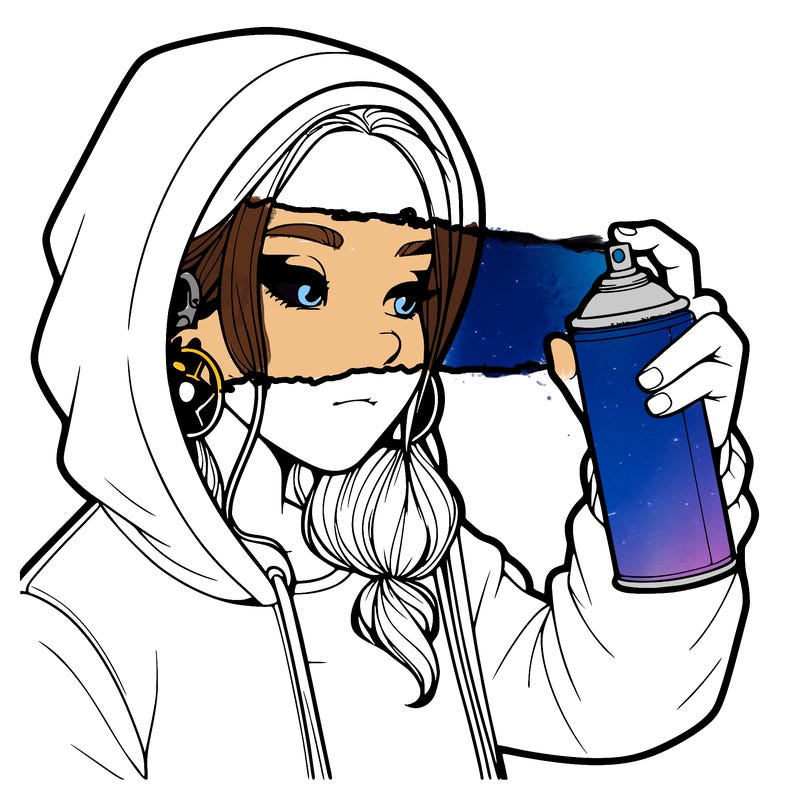 a realistic girl, spray painting