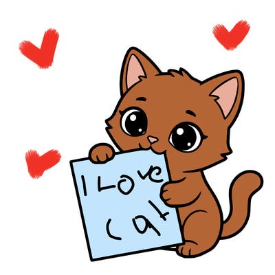 a small cat with a blank sheet of paper in its hand. the cat is sooooooo cute!