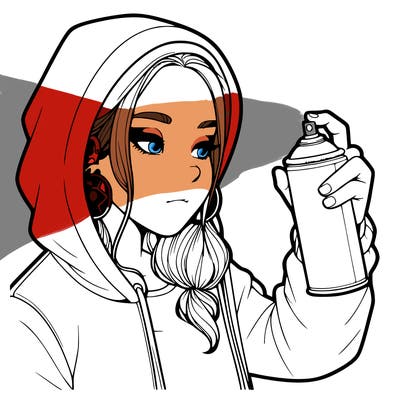 a realistic girl, spray painting