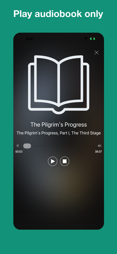 Christian Classics Books - Hörbuch-Player-Oberfläche für Der Pilgerweg in der App Christliche Klassiker Bücher