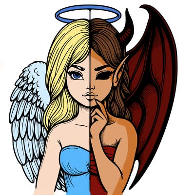 realistic angel half demon