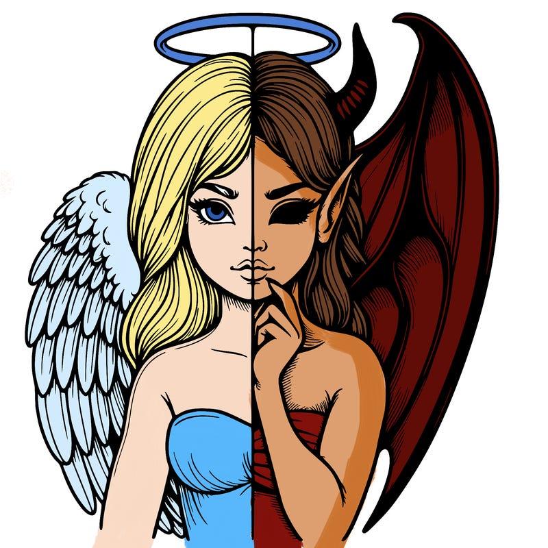 realistic angel half demon