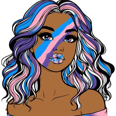 realistic girl with wavy hair and lips