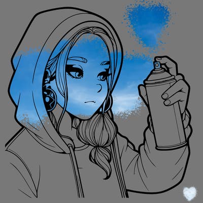 a realistic girl, spray painting