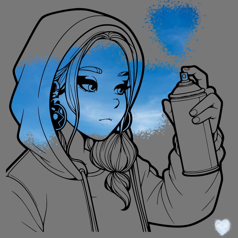 a realistic girl, spray painting