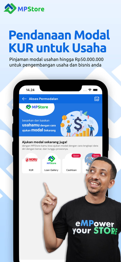 MPStore - SuperApp UMKM - MPStore app interface for business capital loan and financing