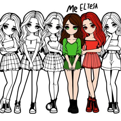 a group of girls realistic