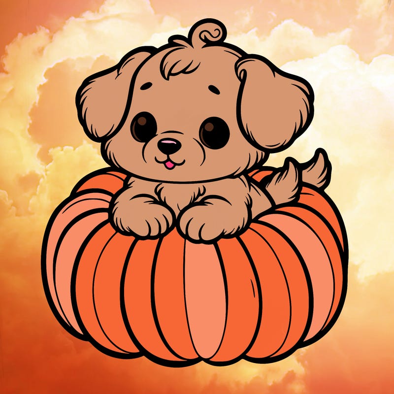 cute little puppy in a pumpkin