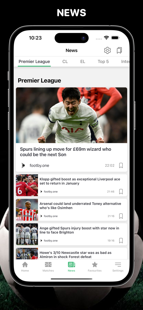Golasso - Football Livescore - Golasso mobile app news feed showing Premier League soccer articles and player updates