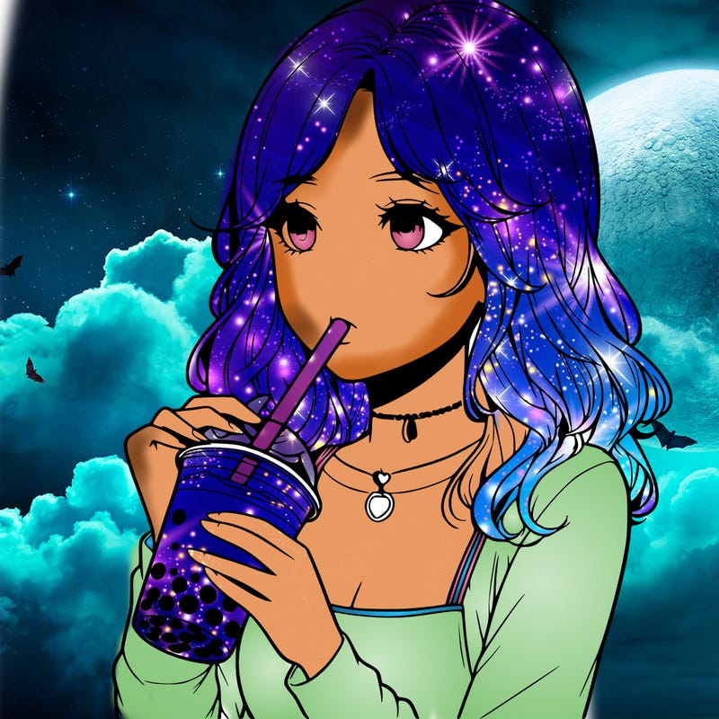 realistic girl drinking boba tea