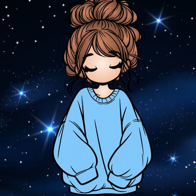 girl with baggy sweatshirt and messy bun