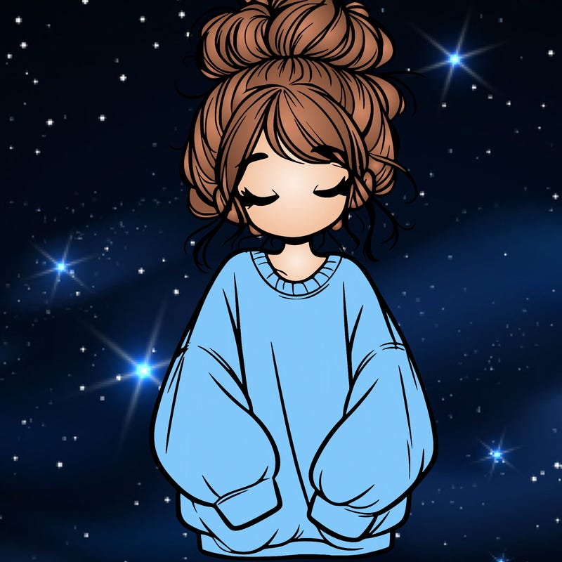 girl with baggy sweatshirt and messy bun