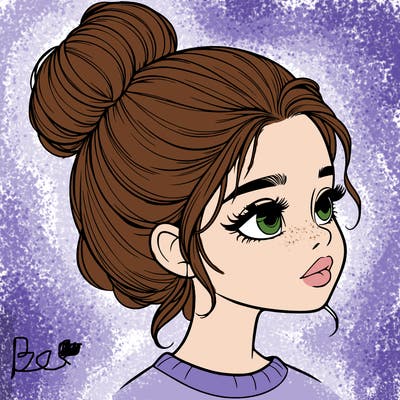realistic girl with bun