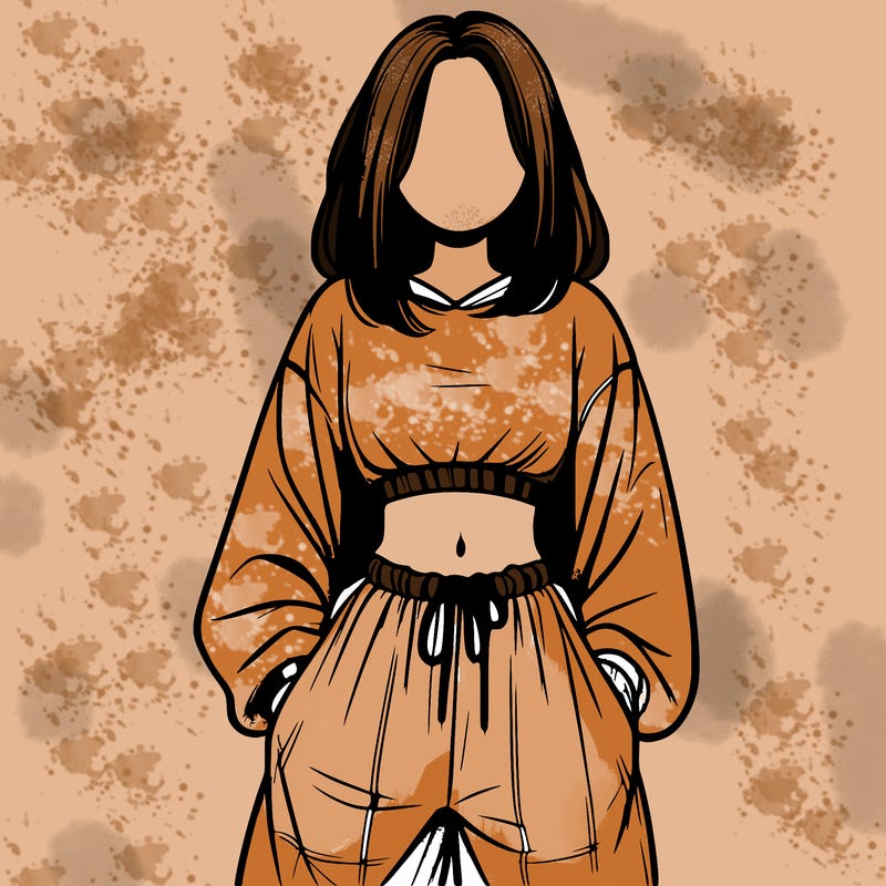 realistic girl faceless with baggy pants and a crop top