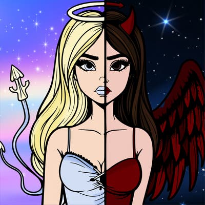 devil vs angel realistic girl