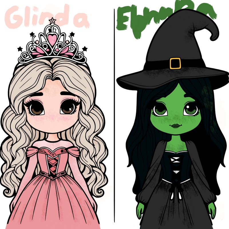 two realistic girls one princess one witch