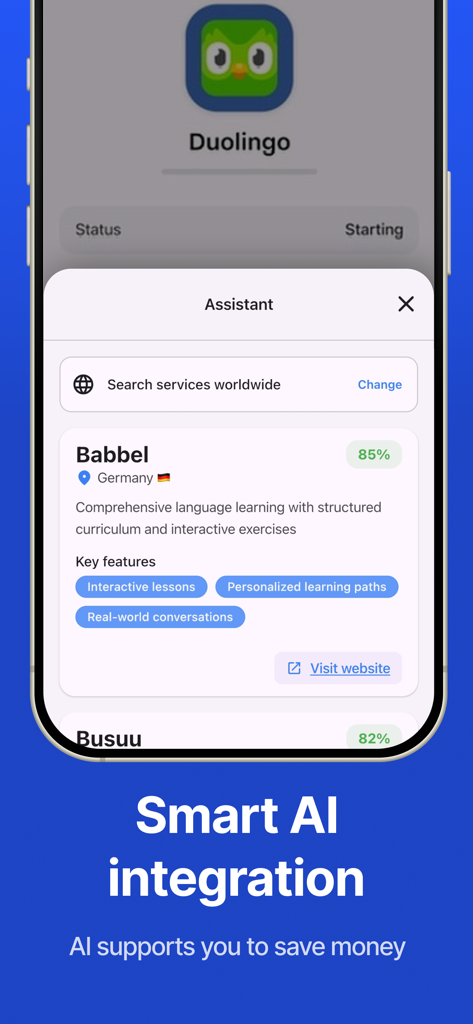 Subscription Manager: ReSubs - ReSubs app screenshot showing the smart AI integration feature to manage subscriptions