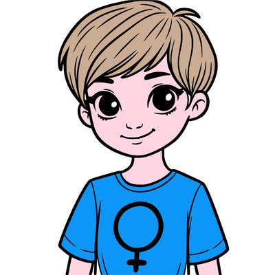 girl with pixie cut and feminist shirt