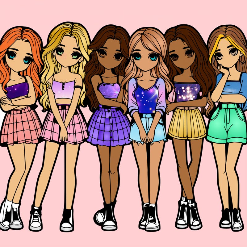 a group of girls realistic