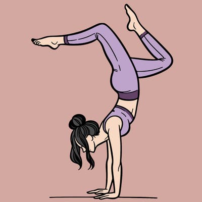 a woman doing a handstand