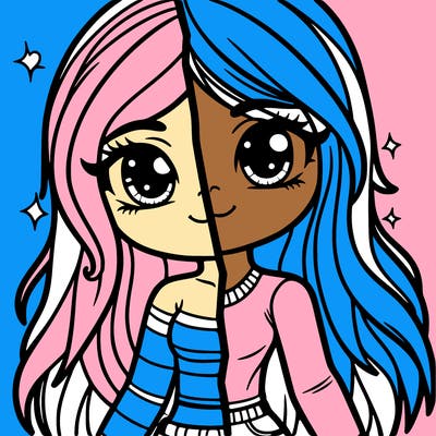 a girl half and half