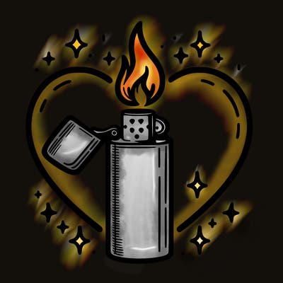 lighter but the fire is in heart shape