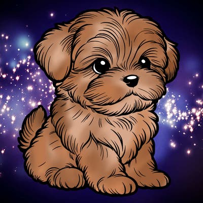 a realistic fluffy small puppy