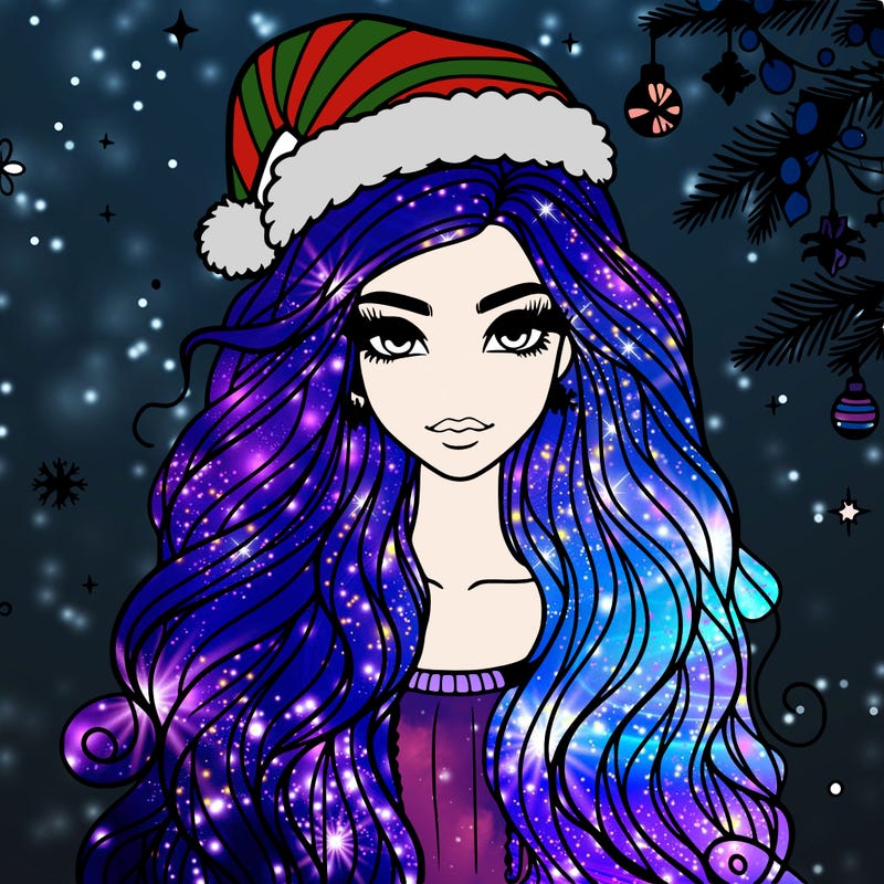 christmas fashionable female model and long hair