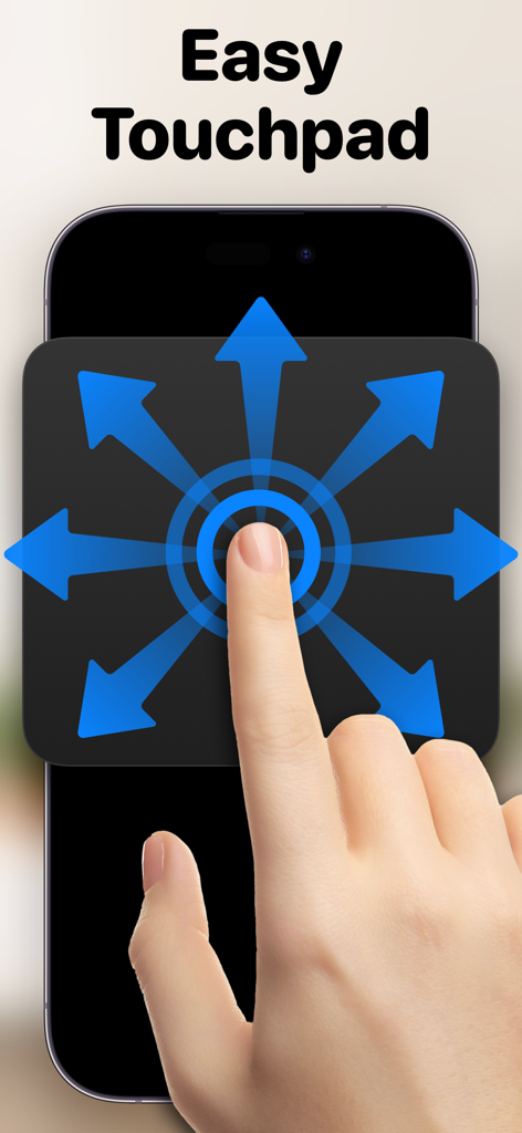 TV Remote +ㅤ - Una mano usando la interfaz de panel táctil fácil en un smartphone para navegar por un Smart TV