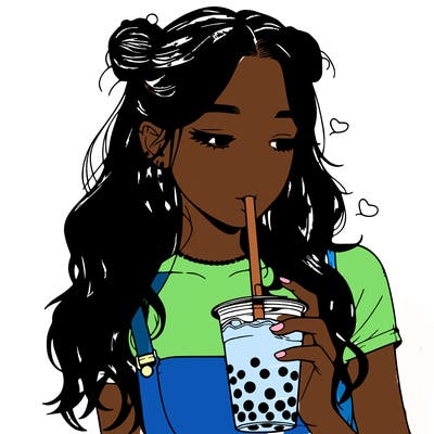 aesthetic realistic girl with boba
