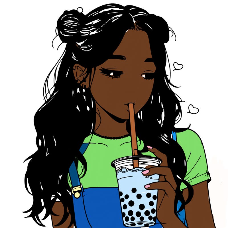 aesthetic realistic girl with boba